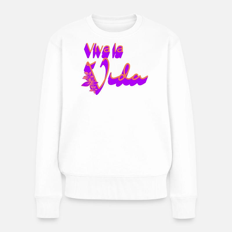 Auf das Leben Blumen-Design - Frauen Premium Bio Pullover - Weiß