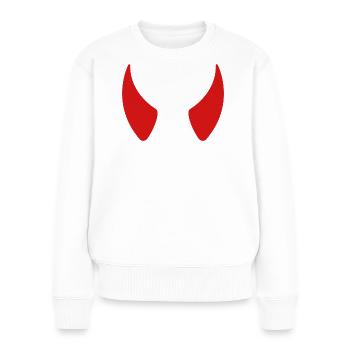 Cornes du diable - Pull Premium bio Femme - blanc - Devant - Julia (174cm)