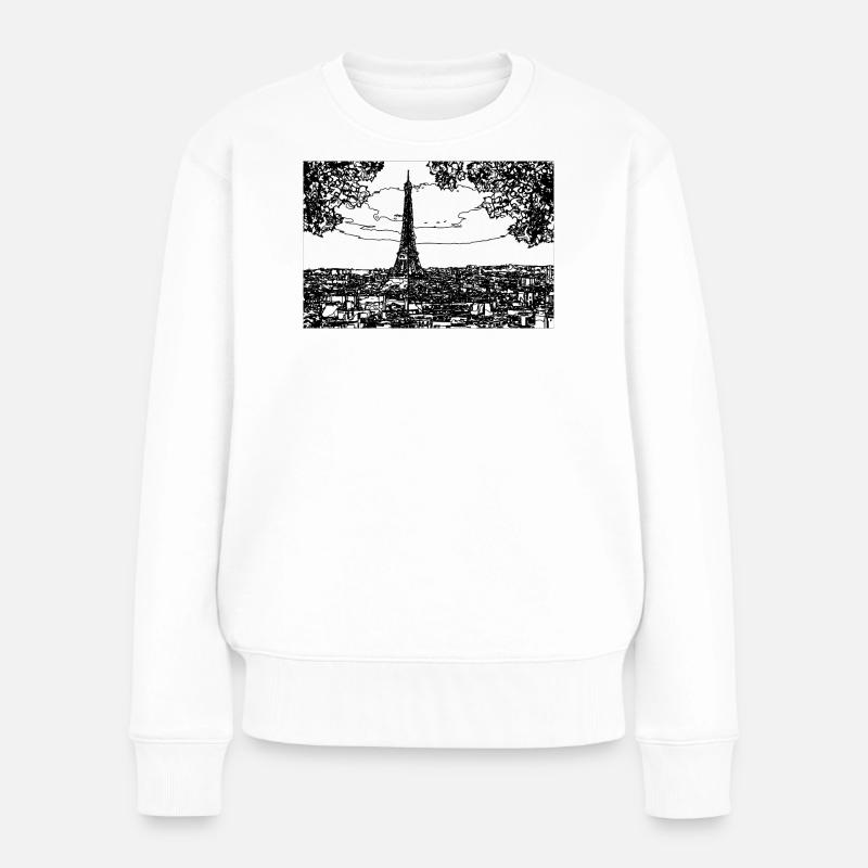 Eiffelturm linienzeichnung - Frauen Premium Bio Pullover - Weiß