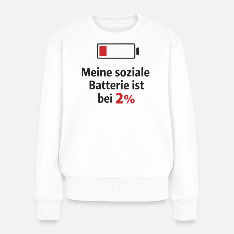 Soziale Batterie bei 2 Prozent - Frauen Premium Bio Pullover - Weiß