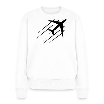 Luftfahrt Skizze - Frauen Premium Bio Pullover - Weiß - Vorne - Julia (174cm)