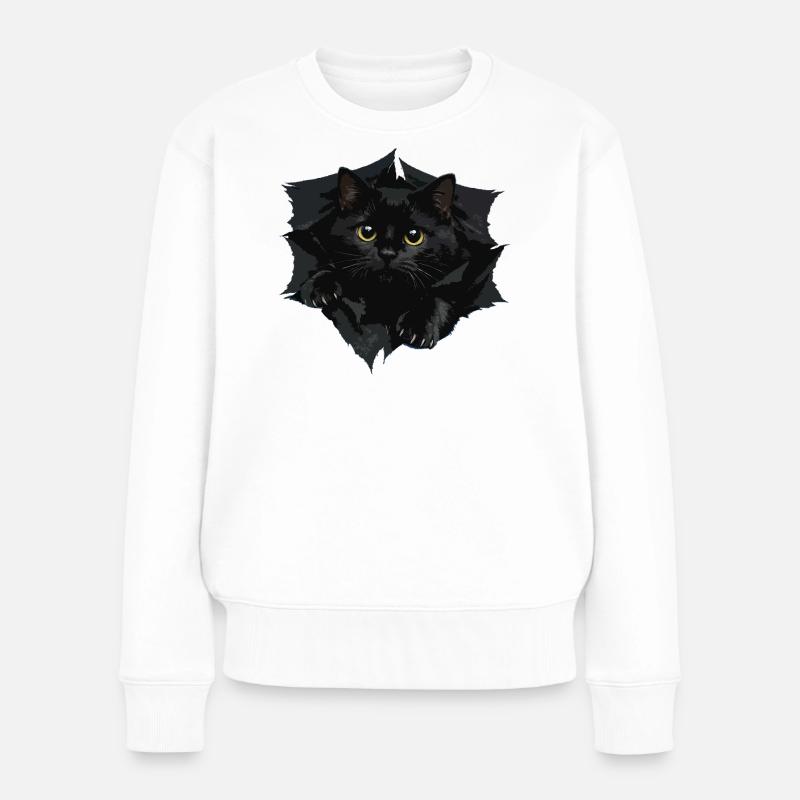 Chat noir par Tranchant - Pull Premium bio Femme - blanc
