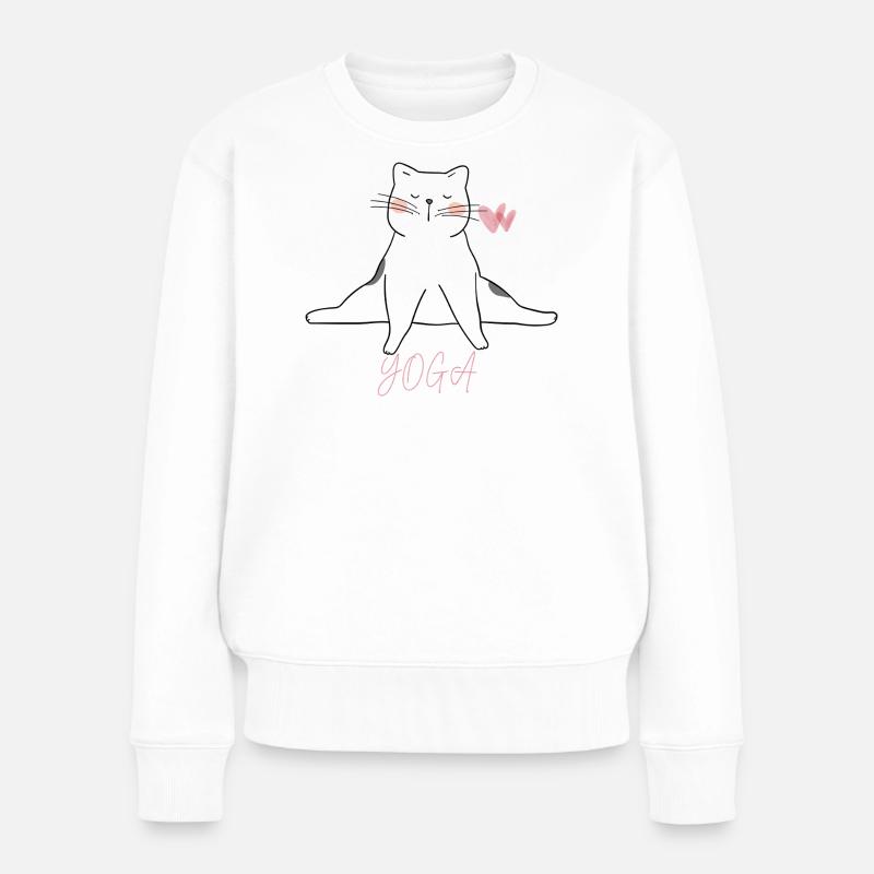 Cat yoga - Frauen Premium Bio Pullover - Weiß