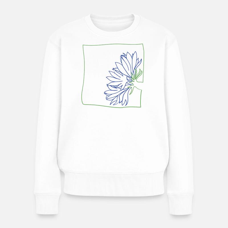 Kornblume minimalistisch - Frauen Premium Bio Pullover - Weiß