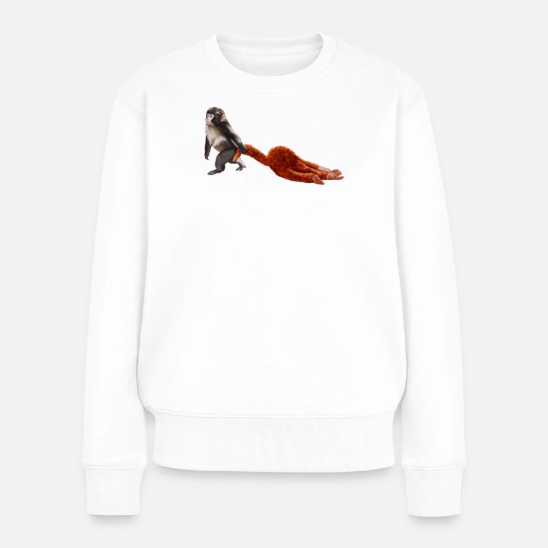 Punch - das kleine Äffchen - Frauen Premium Bio Pullover - Weiß