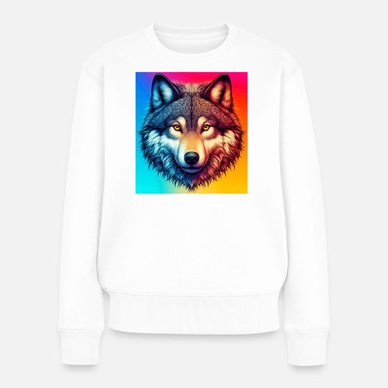 Wolf - Women's Premium Organic Jumper - white