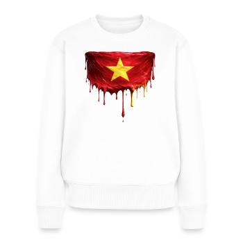 Vietnam Flaggenherz Tropfen - Frauen Premium Bio Pullover - Weiß - Vorne - Julia (174cm)