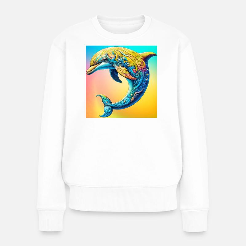 Delfin - Frauen Premium Bio Pullover - Weiß