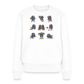 Suesser Mops Football Spieler Touchdown - Frauen Premium Bio Pullover - Weiß - Vorne - Julia (174cm)