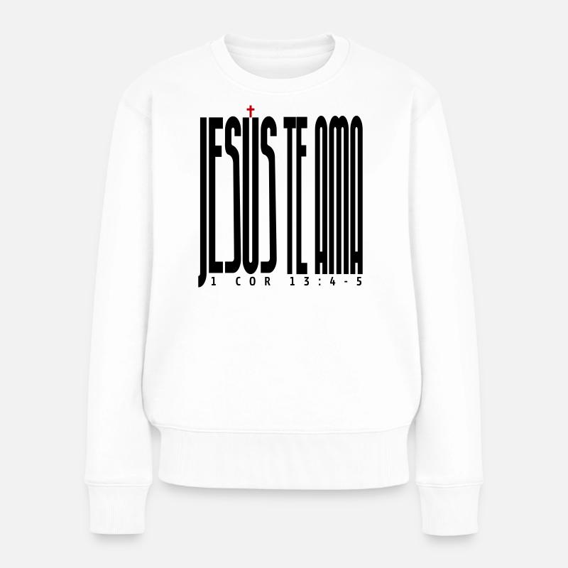 Jesus liebt dich 2 - Frauen Premium Bio Pullover - Weiß