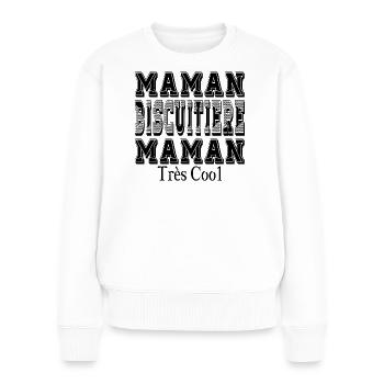 Maman Biscuitière Maman Très Cool - Pull Premium bio Femme - blanc - Devant - Julia (174cm)