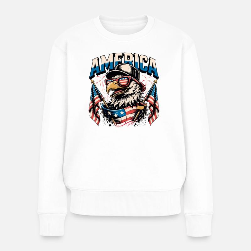Patriotic Eagle with Flags - Women's Premium Organic Jumper - white