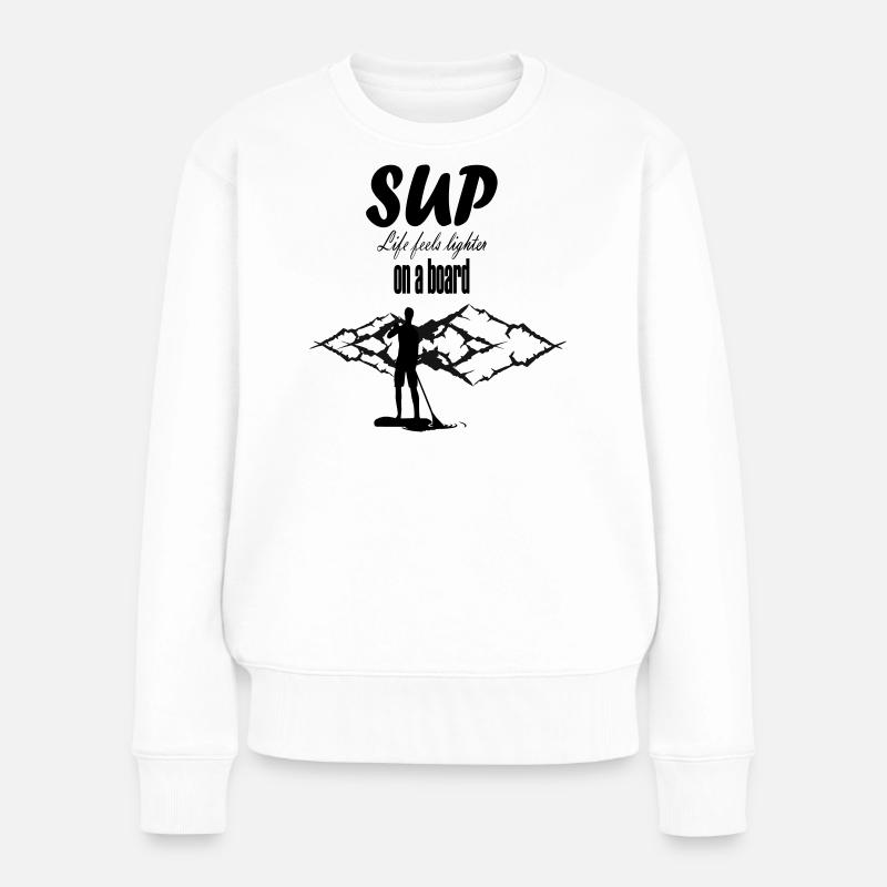 SUP-Leben fühlt sich auf einem Board leichter an - Frauen Premium Bio Pullover - Weiß