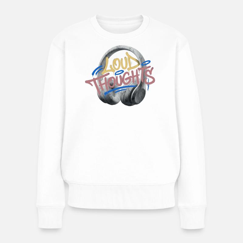 Loud Thoughts Graffiti - Frauen Premium Bio Pullover - Weiß