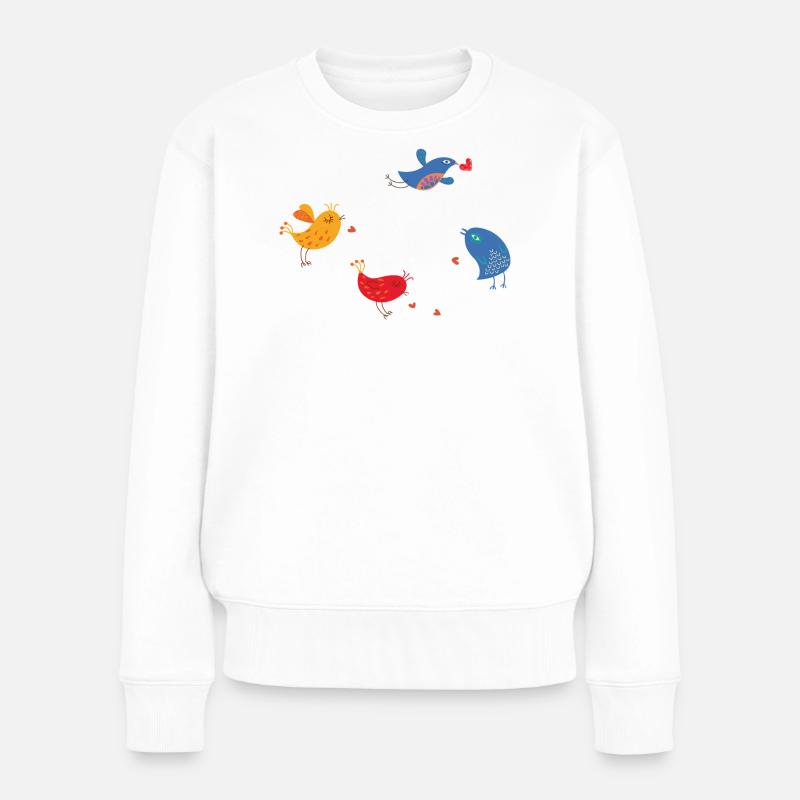 Vögel mit Herzen - Frauen Premium Bio Pullover - Weiß