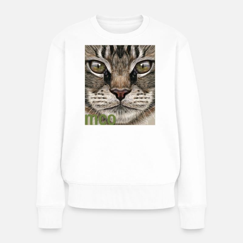 Maine-Coon-Katze - Frauen Premium Bio Pullover - Weiß