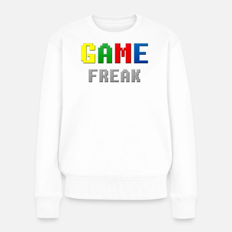 Retro Pixel Game Freak-Thema - Frauen Premium Bio Pullover - Weiß