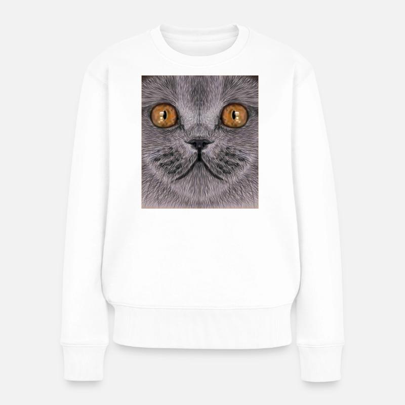 Britisch-Kurzhaar-Katze - Frauen Premium Bio Pullover - Weiß