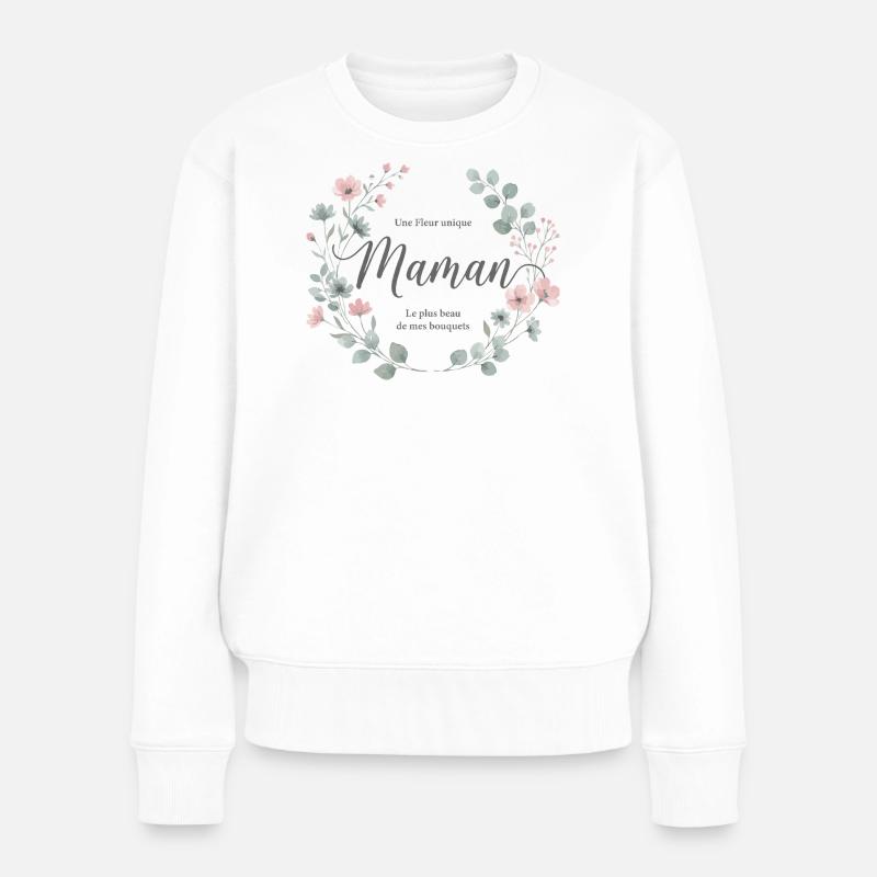 Maman, Fleur Unique et Tendresse - Pull Premium bio Femme - blanc
