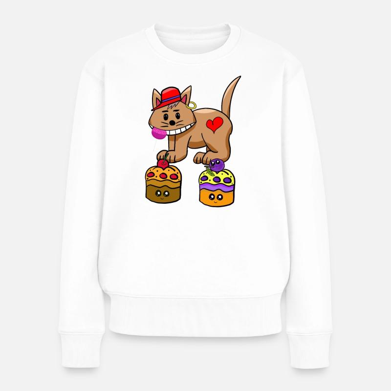 Cat Candy Snacking Muffin Lollipop - Women's Premium Organic Jumper - white