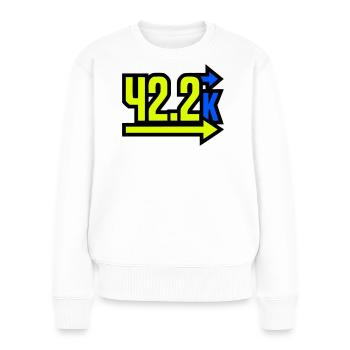  Stolzer 42.2k Marathon Finisher - Frauen Premium Bio Pullover - Weiß - Vorne - Julia (174cm)