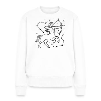 Signe du Sagittaire - Pull Premium bio Femme - blanc - Devant - Julia (174cm)