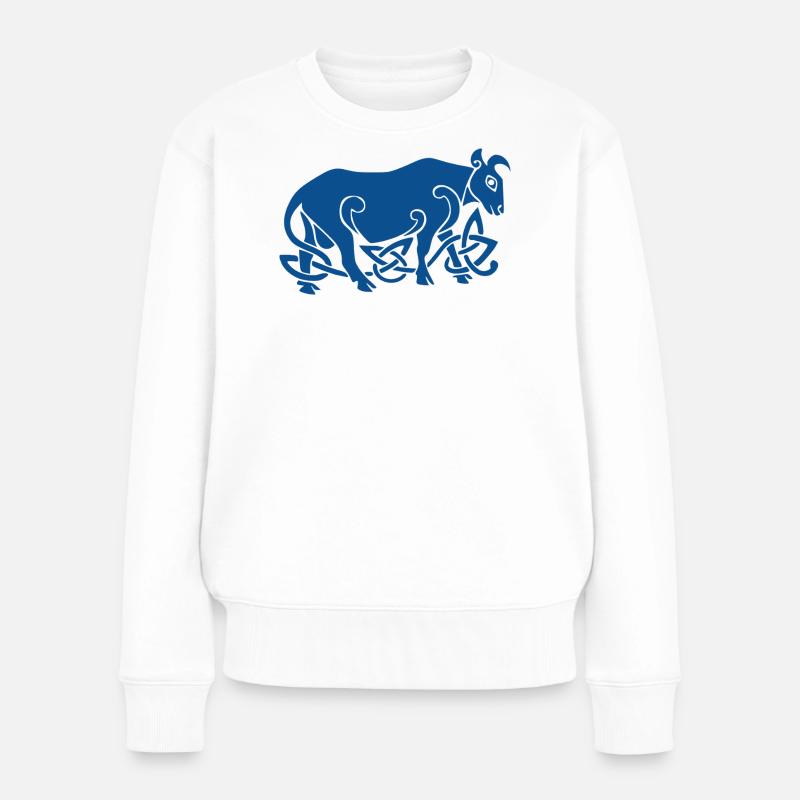 Celtic Bull - Frauen Premium Bio Pullover - Weiß