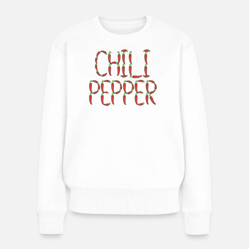 Chili-Chili-Typografie - Frauen Premium Bio Pullover - Weiß