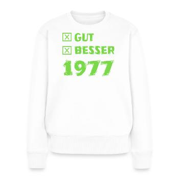 1977 - Frauen Premium Bio Pullover - Weiß - Vorne - Julia (174cm)