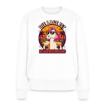 Einhorn Lustiger Saufen Party Spruch - Frauen Premium Bio Pullover - Weiß - Vorne - Julia (174cm)