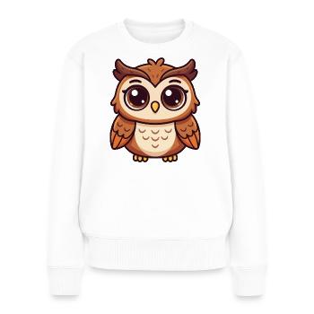 Verspielte Eule - Frauen Premium Bio Pullover - Weiß - Vorne - Julia (174cm)