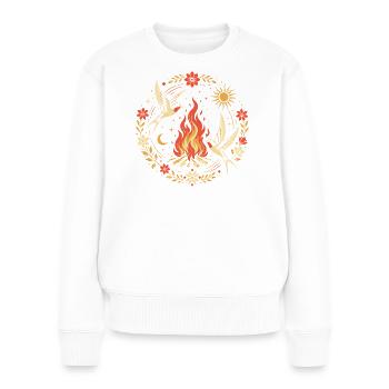 Kupala-Schwalben-Lagerfeuer - Frauen Premium Bio Pullover - Weiß - Vorne - Julia (174cm)