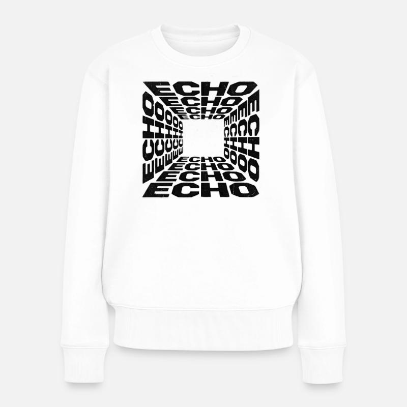 Tunnel Echoes Typographic Pattern - Women's Premium Organic Jumper - white