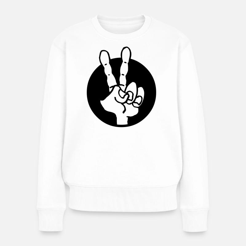Hand frieden - Frauen Premium Bio Pullover - Weiß
