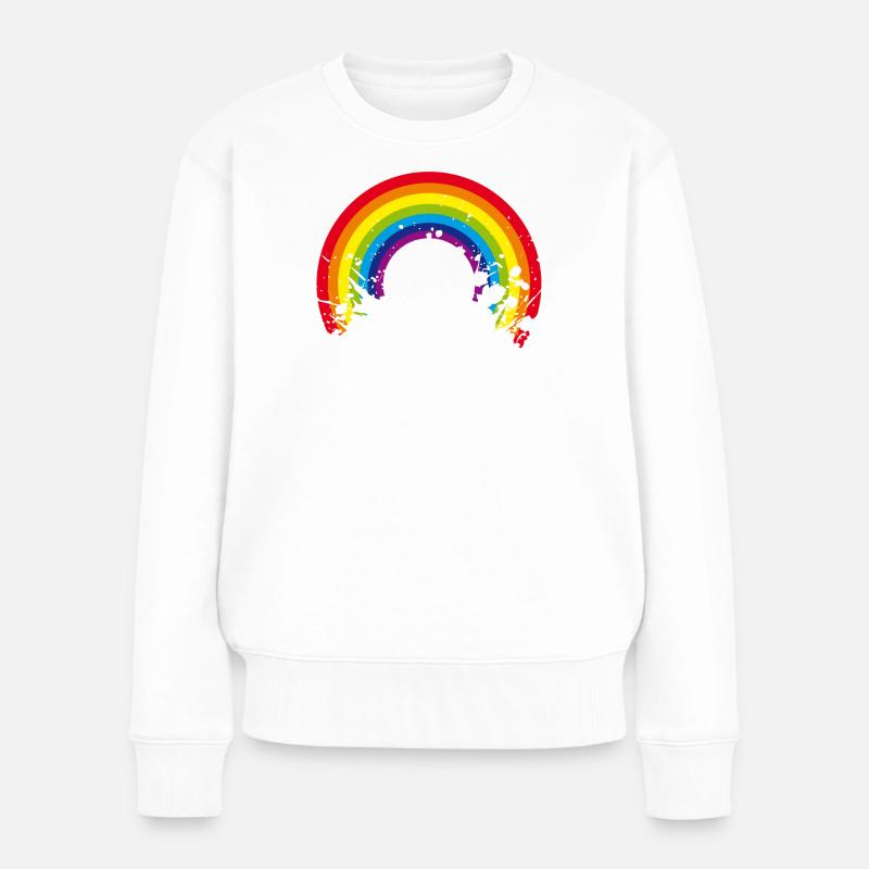 rainbow regenbogen - Frauen Premium Bio Pullover - Weiß