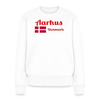 Aarhus, Danemark - Imprimés élégants - Pull Premium bio Femme - blanc - Devant - Julia (174cm)