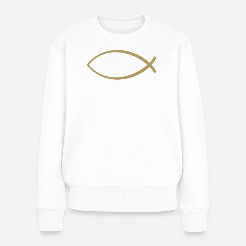 Ichtus poisson or - Pull Premium bio Femme - blanc