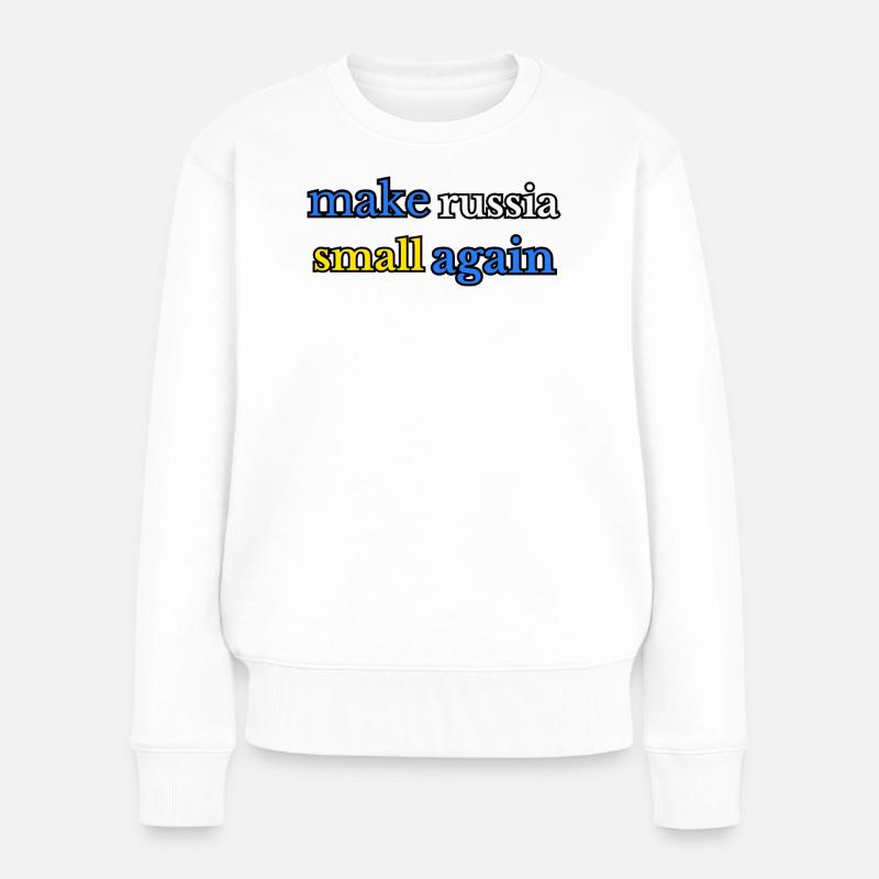 Make russia small again, blau gelb - Frauen Premium Bio Pullover - Weiß