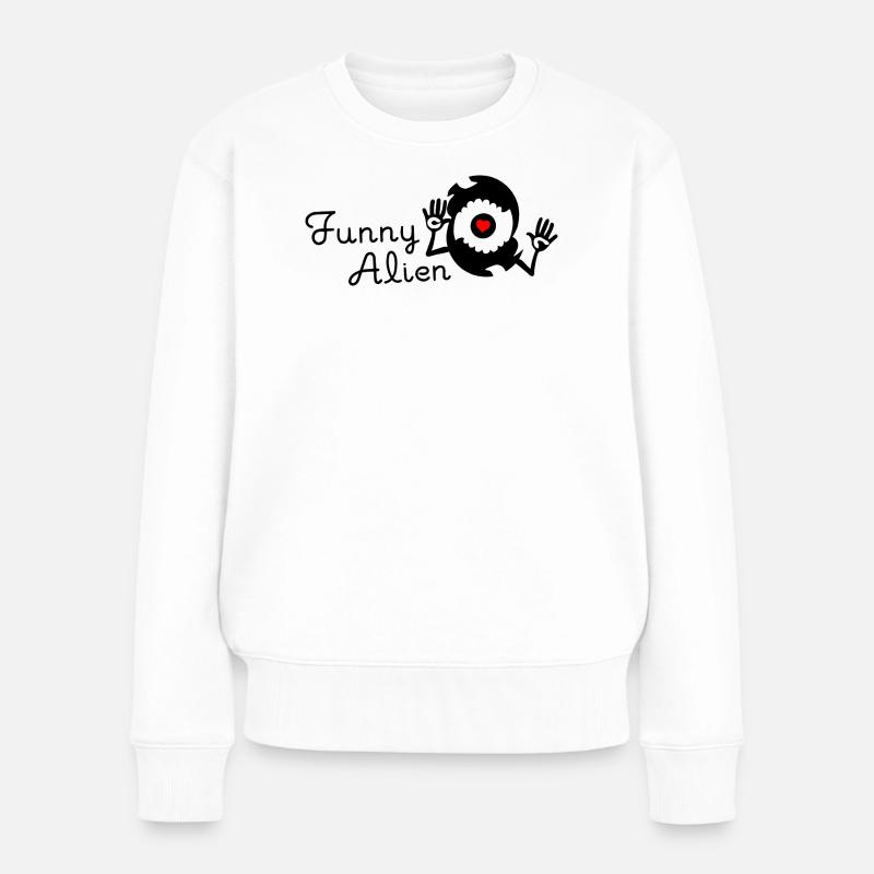 Extraterrestre drôle - Noir - Pull Premium bio Femme - blanc