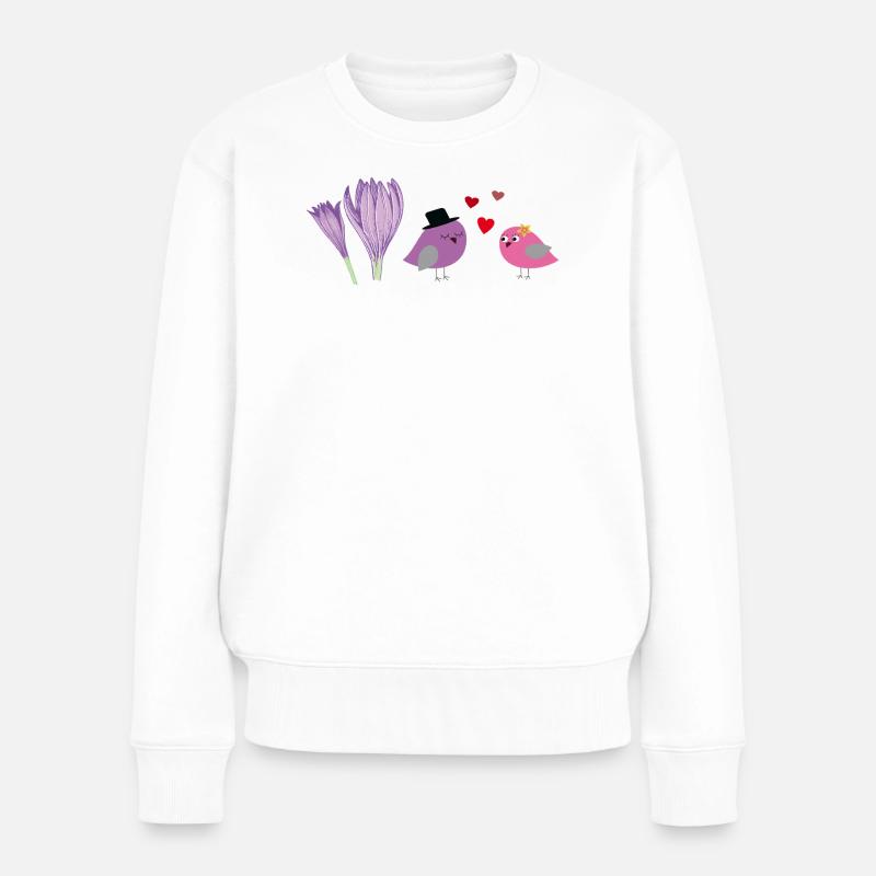 verliebte Vögel - Frauen Premium Bio Pullover - Weiß