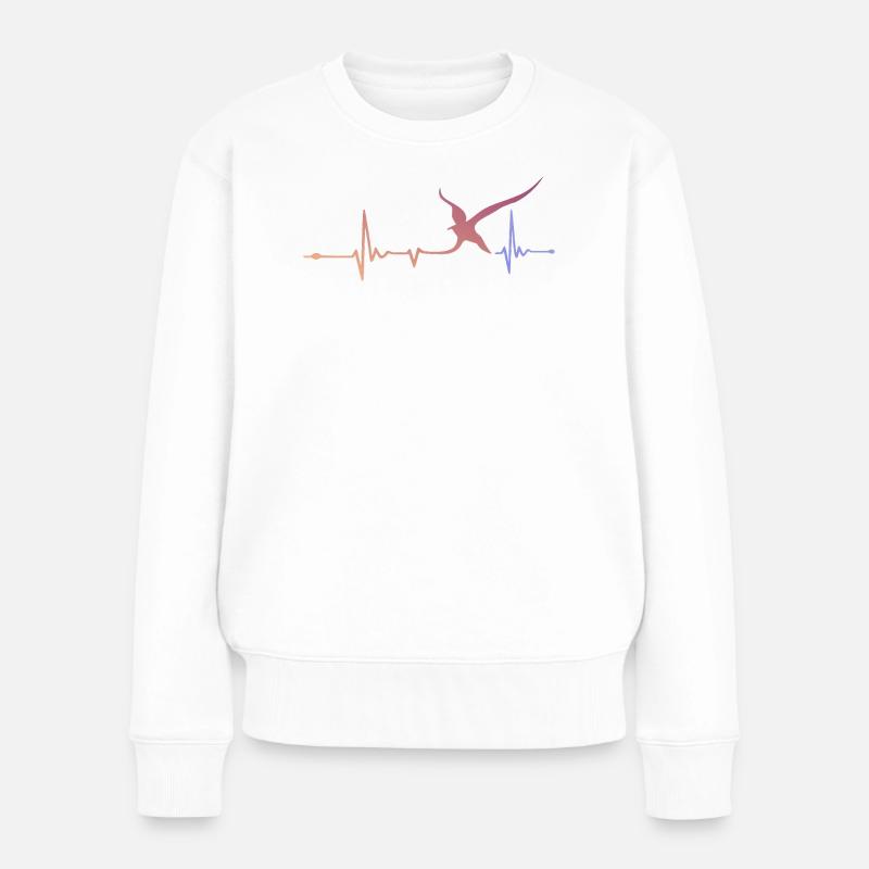 Herzschlag trifft Vogelflug - Frauen Premium Bio Pullover - Weiß