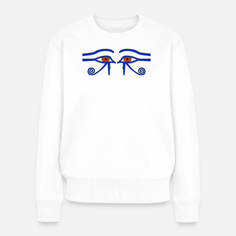 Schutzamulett. Auch: Horusauge. Das »Heilig-Auge«  - Frauen Premium Bio Pullover - Weiß
