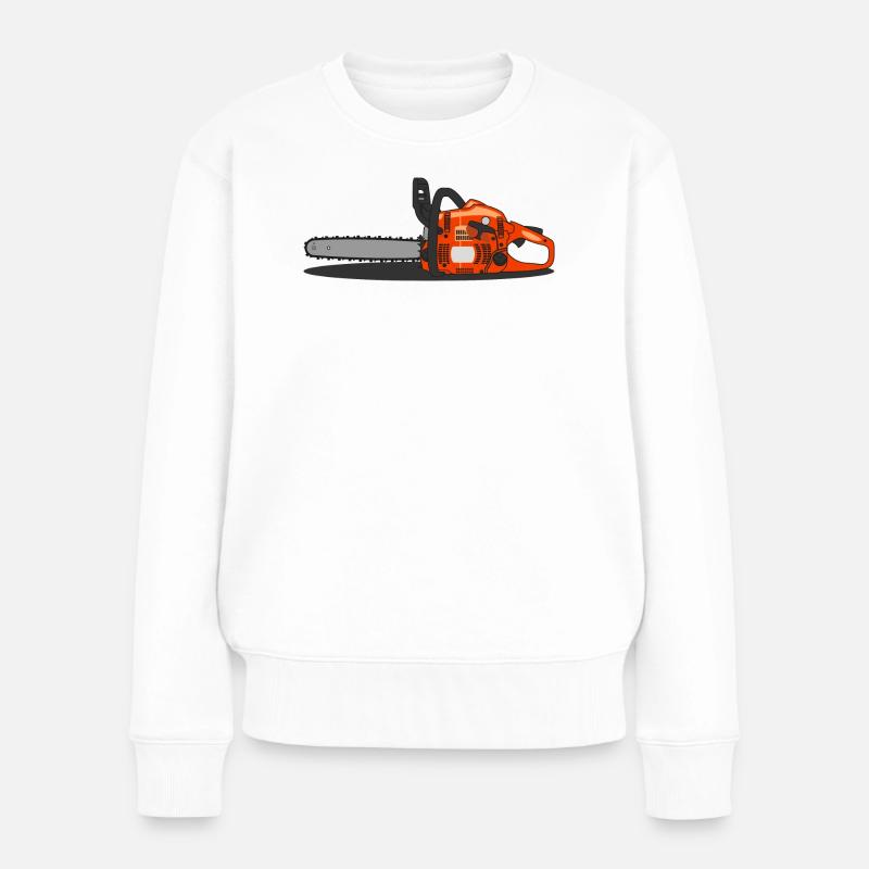 Kettensäge - Orange - Frauen Premium Bio Pullover - Weiß