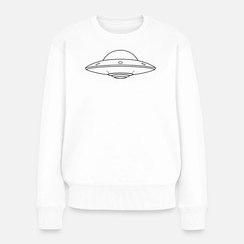 Minimalistic UFO - Frauen Premium Bio Pullover - Weiß
