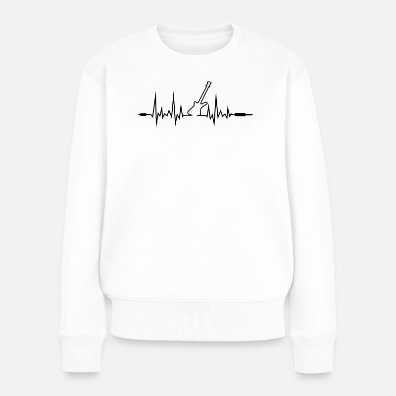 Wave Gitarre mit Klinkenstecker-Enden - Frauen Premium Bio Pullover - Weiß