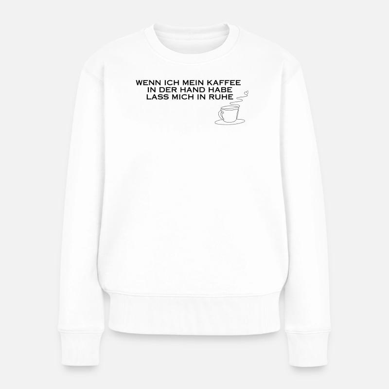 Kaffee in der Hand - Frauen Premium Bio Pullover - Weiß