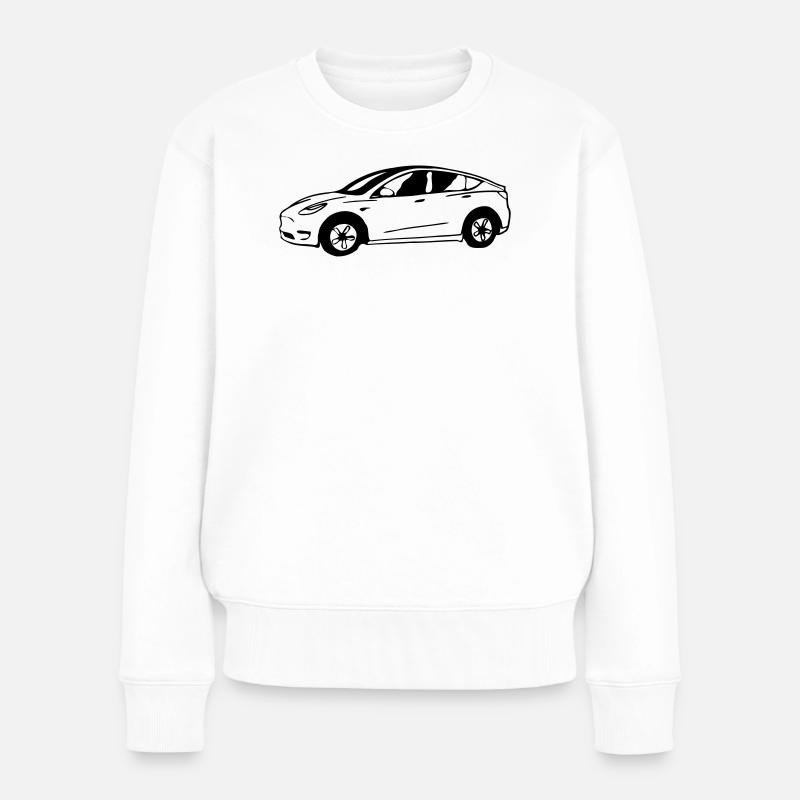 Model Y schematisch gezeichnet - Frauen Premium Bio Pullover - Weiß