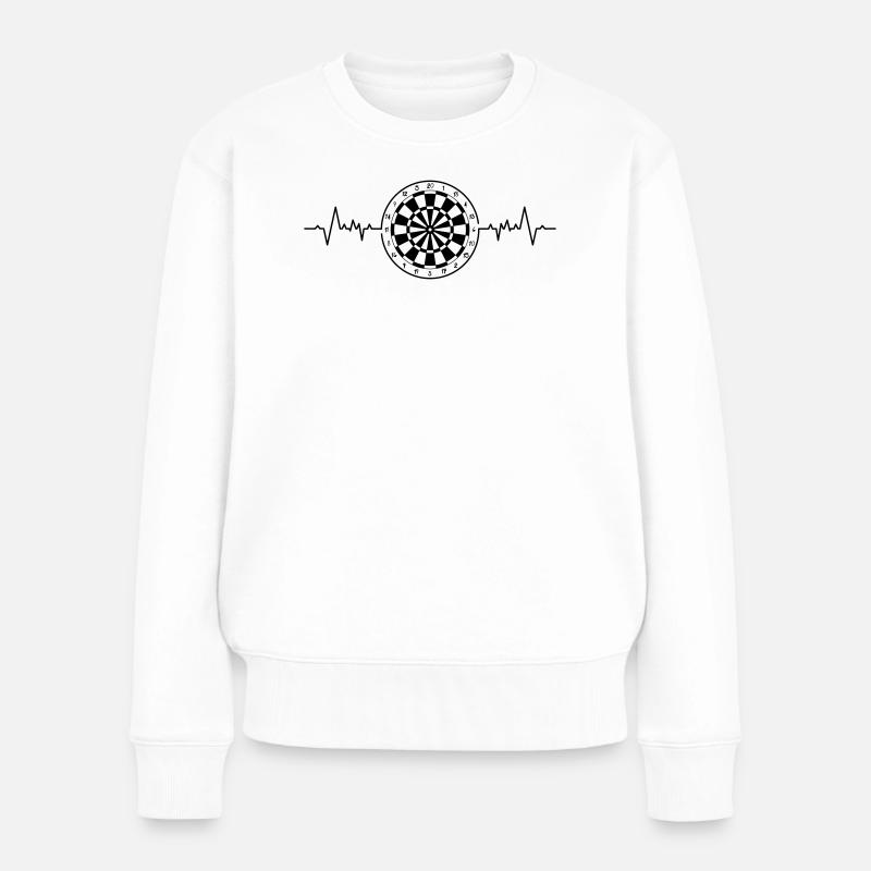Dartboard Herzschlag Spiel / Dartscheibe Herzfrequenz Spiel - Frauen Premium Bio Pullover - Weiß
