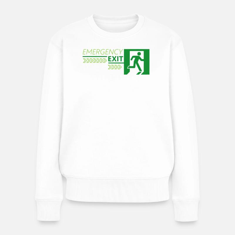 Emergency EXIT Green Flag - Pull Premium bio Femme - blanc