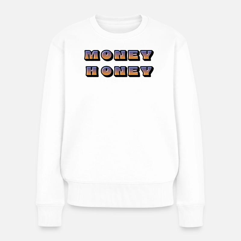 Geld Honig Farbverlauf Retro - Frauen Premium Bio Pullover - Weiß